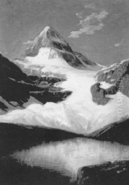 Mountain Lake With Glacier Oil Painting by Henry Howard Bagg