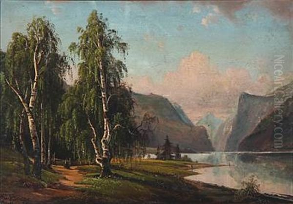 Landscapes From The Telemark In Norway (2 Works) Oil Painting by Magnus Thulstrup Bagge