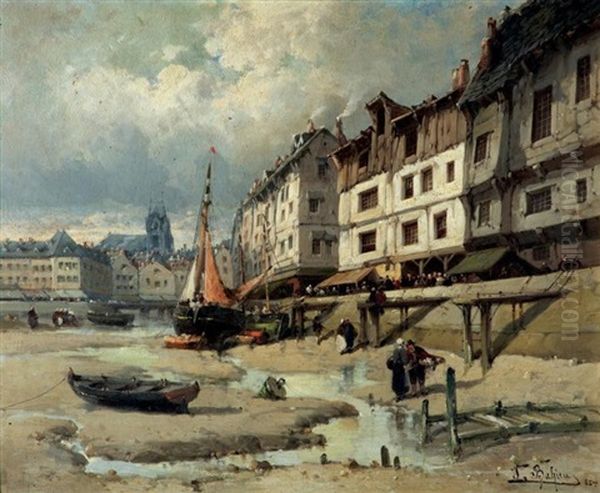 Dieppe ? Oil Painting by Jules Bahieu