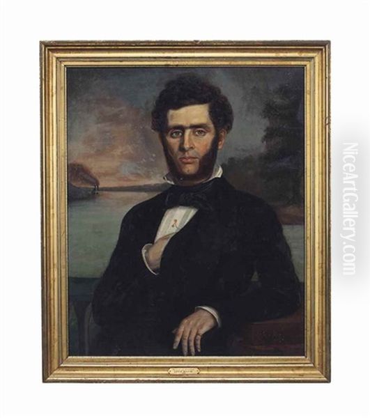 Portrait Of A Riverman Oil Painting by Louis Joseph Bahin