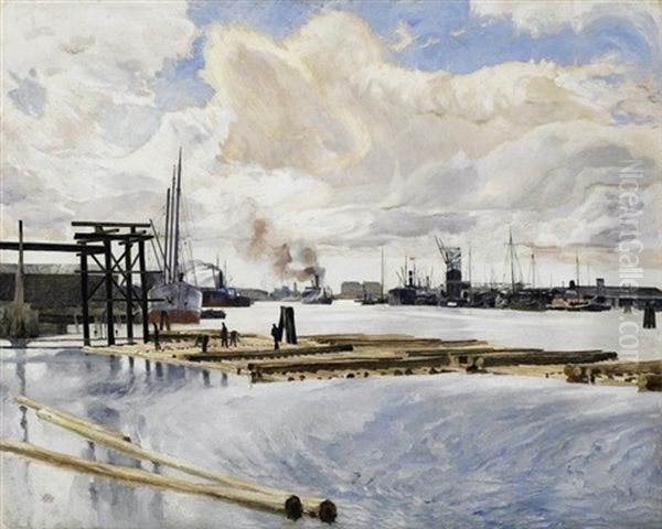 Konigsberger Aussenhafen Oil Painting by Karl Bahne