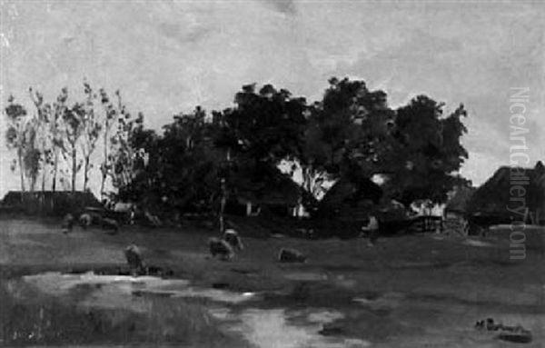 Hollandische Farm Oil Painting by Hermann Bahner