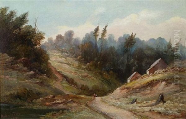 Habitants In Wooded Landscape Oil Painting by Richard Augustin Baigent