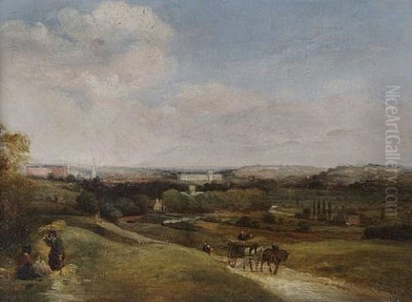 Winchester From The Compton Road Oil Painting by Richard Augustin Baigent