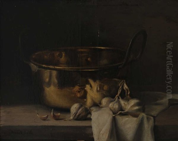 Nature Morte A L'ail Oil Painting by Franck Antoine Bail