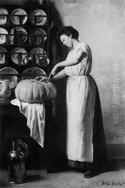 Cutting The Pumpkin Oil Painting by Franck Antoine Bail