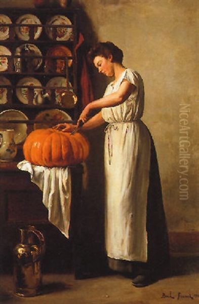 Cutting The Pumpkin Oil Painting by Franck Antoine Bail