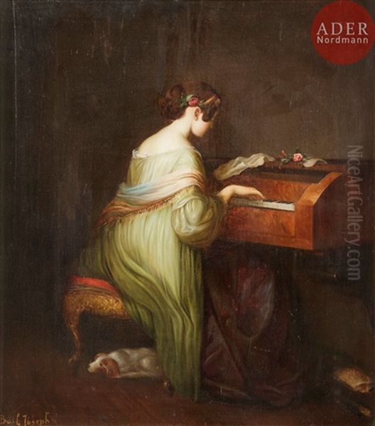 Femme Au Clavecin Oil Painting by Joseph Bail