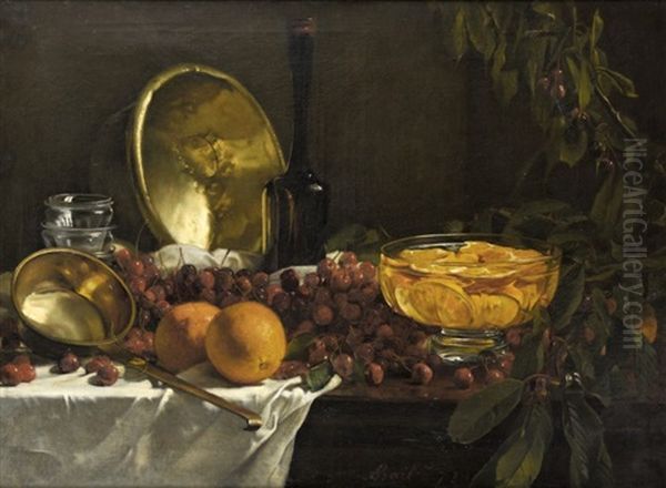 Nature Morte Aux Oranges Et Cerises Oil Painting by Joseph Bail