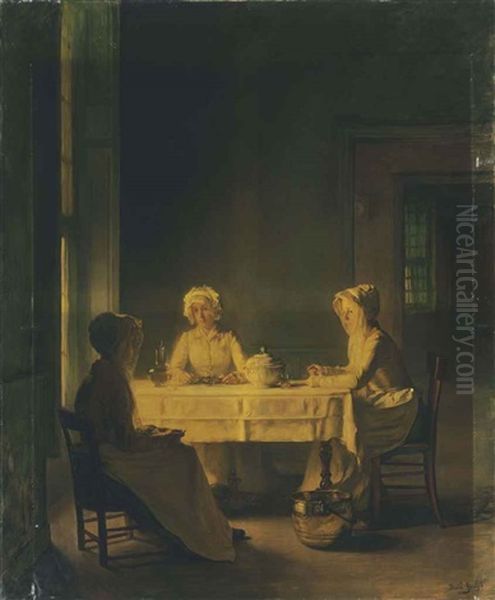 Servants Lunching Oil Painting by Joseph Bail