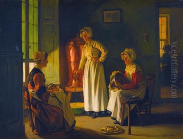 Les Polisseuses Oil Painting by Joseph Bail