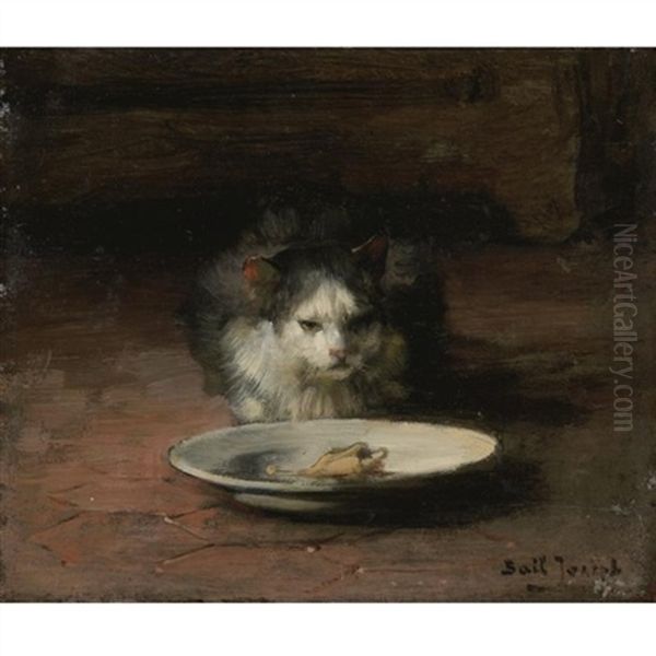 The Cat's Repast Oil Painting by Joseph Bail