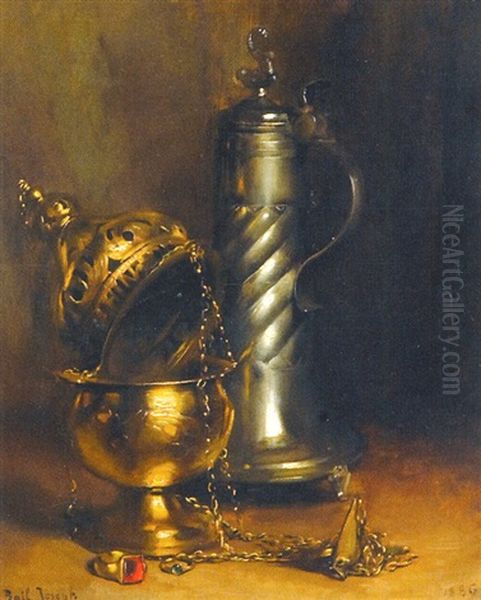 Nature Morte Au Pichet En Etain Oil Painting by Joseph Bail