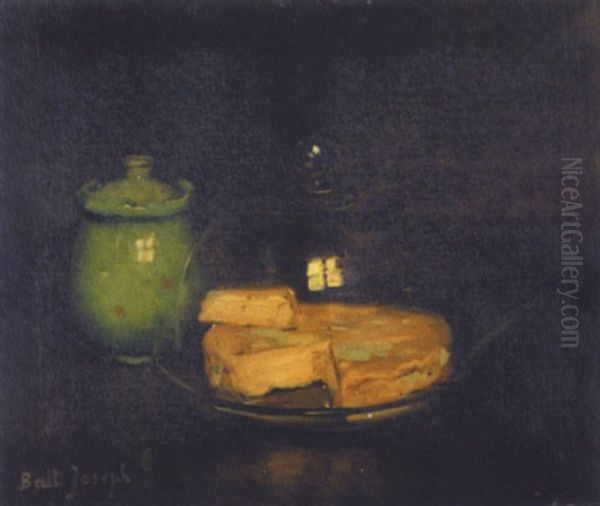 Fromage Sous Une Cloche Et Pot Couvert En Ceramique Oil Painting by Joseph Bail