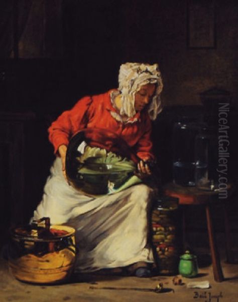 Making Pickles Oil Painting by Joseph Bail