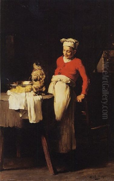 The Cook And The Pug Oil Painting by Joseph Bail