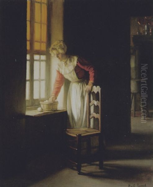 Frau In Interieur Oil Painting by Joseph Bail