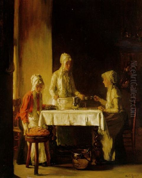 Preparing The Meal Oil Painting by Joseph Bail