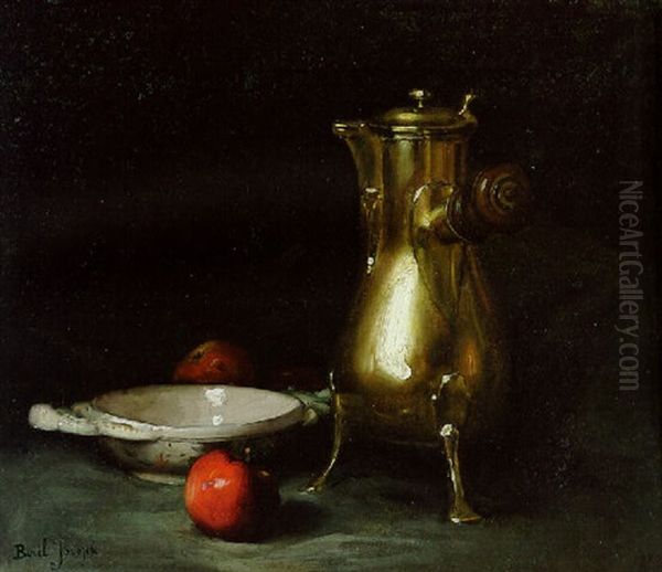 A Coffee Pot, A Bowl, And Apples Oil Painting by Joseph Bail