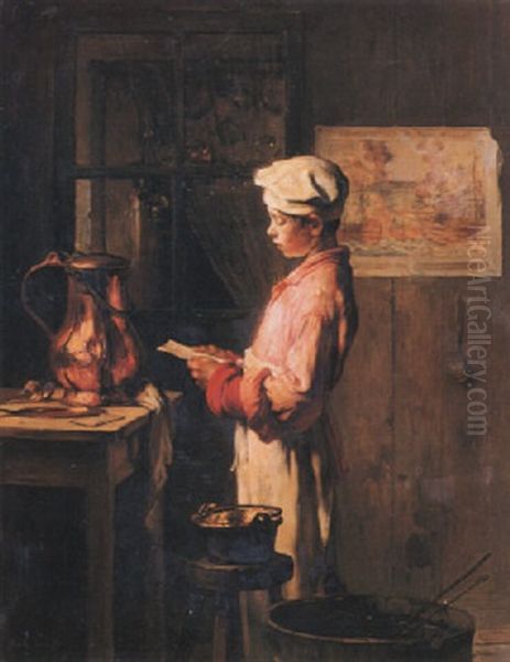 Lettre De Son Pere Oil Painting by Joseph Bail