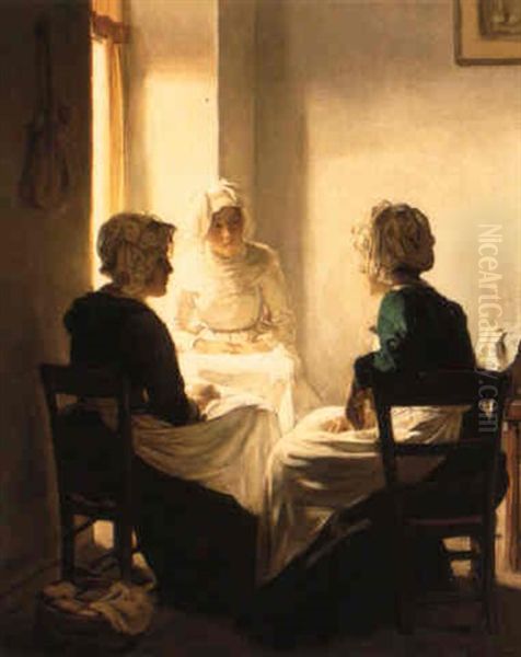 Maids In The Parlor Oil Painting by Joseph Bail