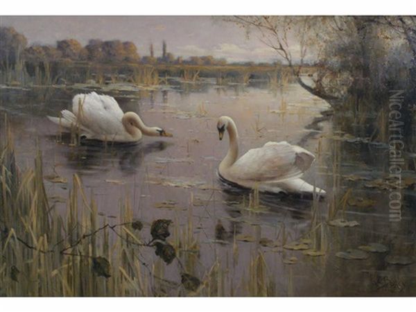 Rushy Banks Oil Painting by Albert E. Bailey