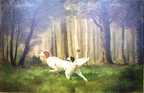 Pointers In A Meadow Oil Painting by Henry T(urner) Bailey