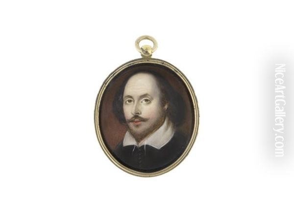 William Shakespeare (1564-1616), The Playwright And Poet, Wearing Black Doublet, White Chemise And Gold Hoop Earing Oil Painting by John William Bailey