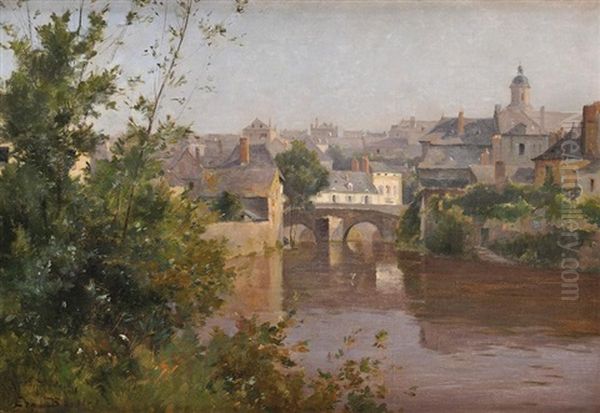 Riviere Traversant Une Ville Oil Painting by Ernst Baillet