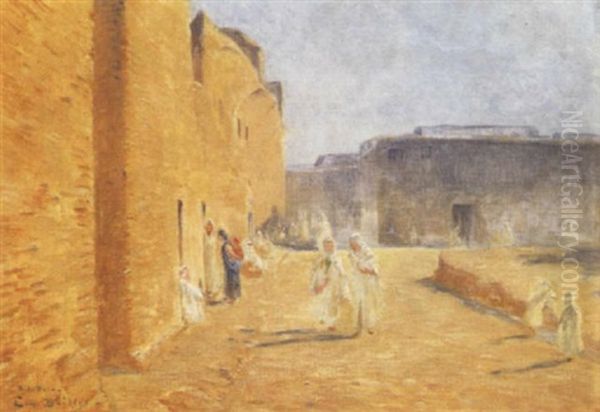 Rue Animee A Sidi-okba (algerie) Oil Painting by Ernst Baillet