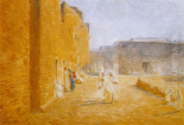 Rue Animee A Sidi-okba Oil Painting by Ernst Baillet