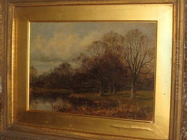 Purdiswell Pool, Near Worcester Oil Painting by Harry William Adams