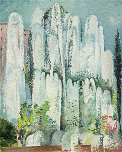 Fontaine Dans Un Jardin De Rome Oil Painting by Alice Bailly