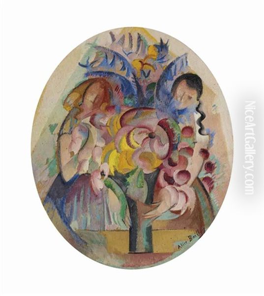 Jeune Fille Au Bouquet Oil Painting by Alice Bailly