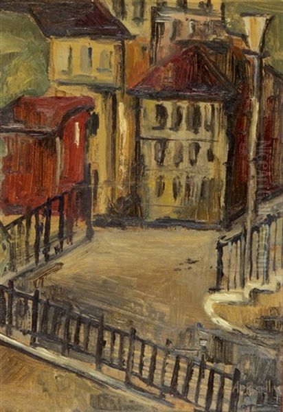 Blick Auf Einen Hinterhof (+ Sketch, Verso) Oil Painting by Alice Bailly