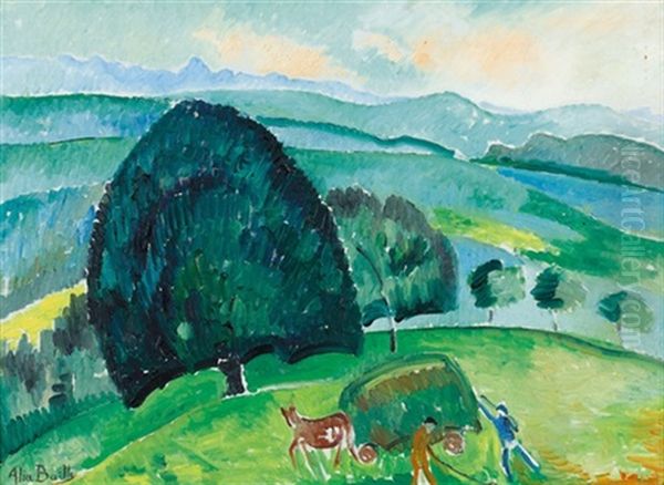 Paysage Bernois, Le Grand Arbre Oil Painting by Alice Bailly