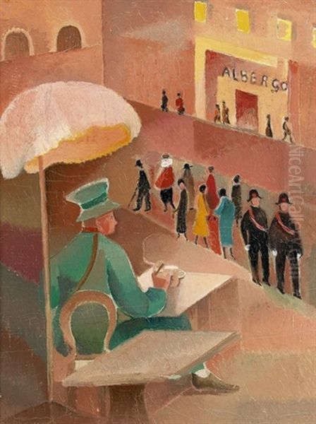 A La Terrasse, Verone Oil Painting by Alice Bailly