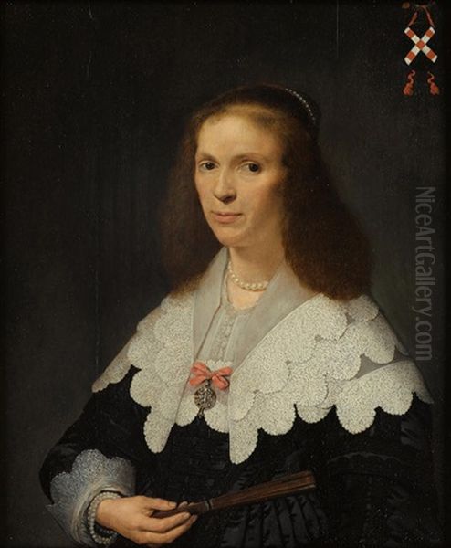 Portrait Of Jacoba Van Erp (1608-1664) Oil Painting by David Bailly