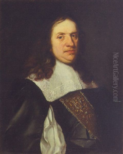 Portrait Of A Nobleman In Flemish Lace Collar And Baldrick Embroidered With Gold And Silver Thread Oil Painting by David Bailly