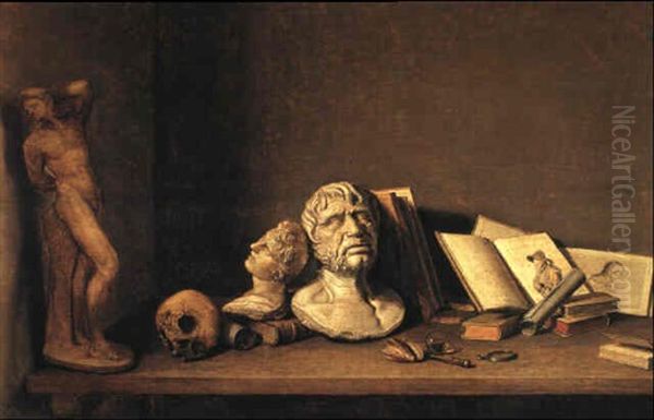 A Vanitas Still-life With The Bust Of Seneca Oil Painting by David Bailly