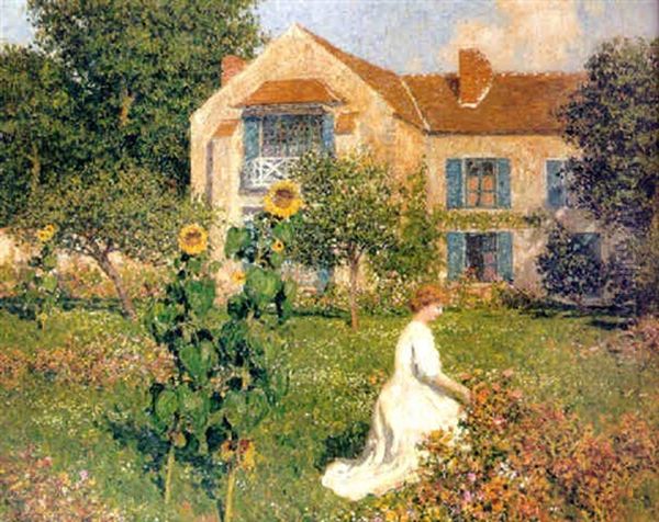 In The Garden Oil Painting by Marcel Adolphe Bain