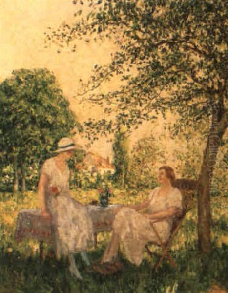 La Causerie Au Jardin Oil Painting by Marcel Adolphe Bain