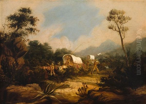 A Party Attacked Oil Painting by John Thomas Baines