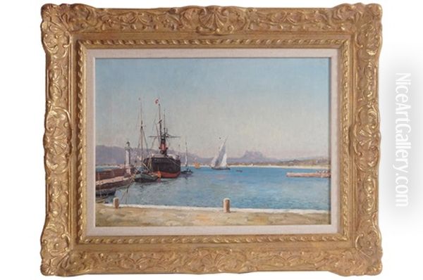 Harbour Oil Painting by William Baptiste Baird