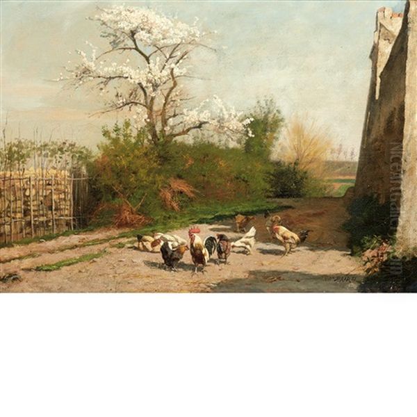 Just Us Chickens Oil Painting by William Baptiste Baird