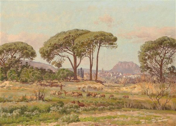 Blick Auf Frejus Und Den Felsen Von Roquebrune Oil Painting by William Baptiste Baird