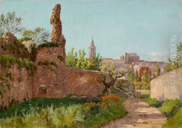 Ruins Along A Path To A Village, South Of France Oil Painting by William Baptiste Baird