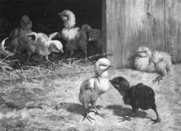 Barnyard Debate Oil Painting by William Baptiste Baird