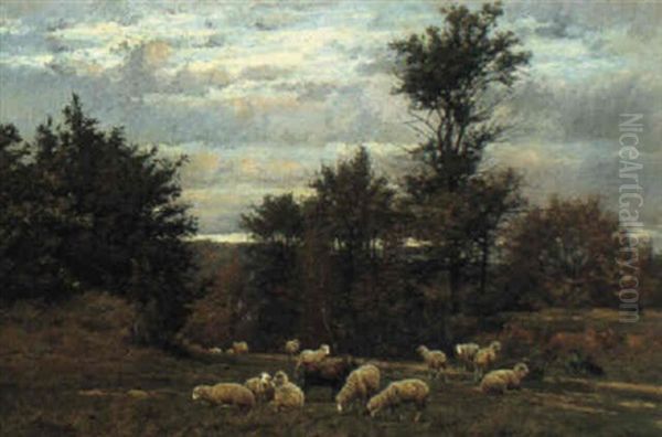 Grazing Sheep In The Countryside Oil Painting by William Baptiste Baird