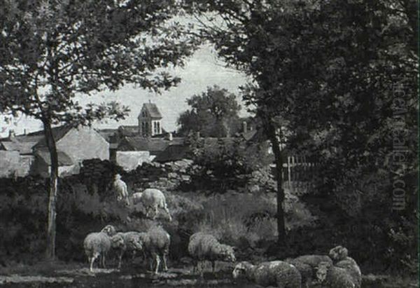 Sheep In A Shady Pasture Oil Painting by William Baptiste Baird